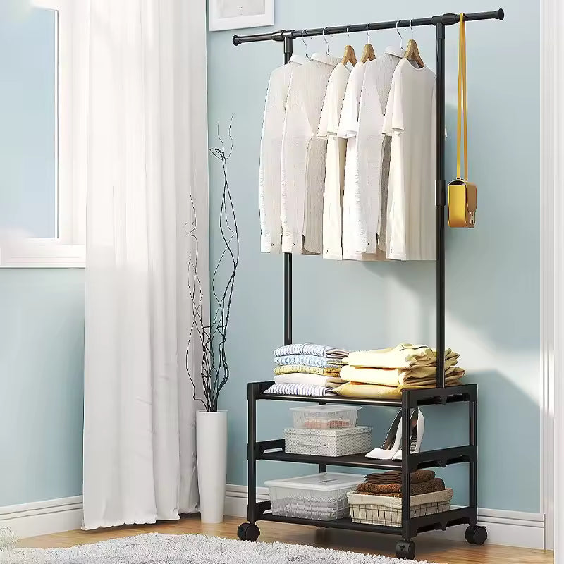 Three Layer Multifunctional Clothes Rack Floor Standing Clothes Drying Rack