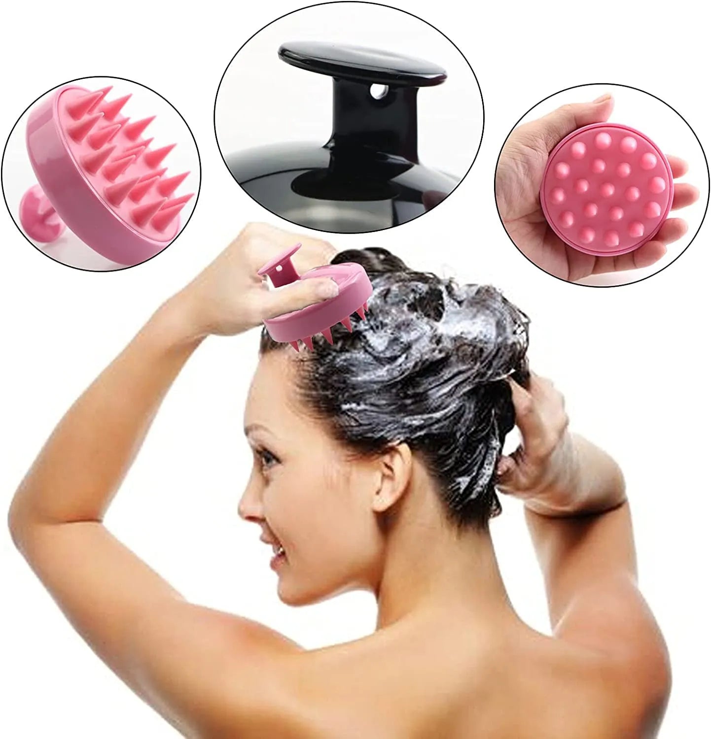 Shampoo Massager Brush Scalp Hair Scrubber with Soft Silicone Bristles For All Type Of Hairs