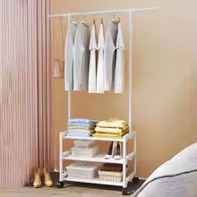 Three Layer Multifunctional Clothes Rack Floor Standing Clothes Drying Rack