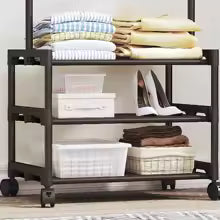 Three Layer Multifunctional Clothes Rack Floor Standing Clothes Drying Rack