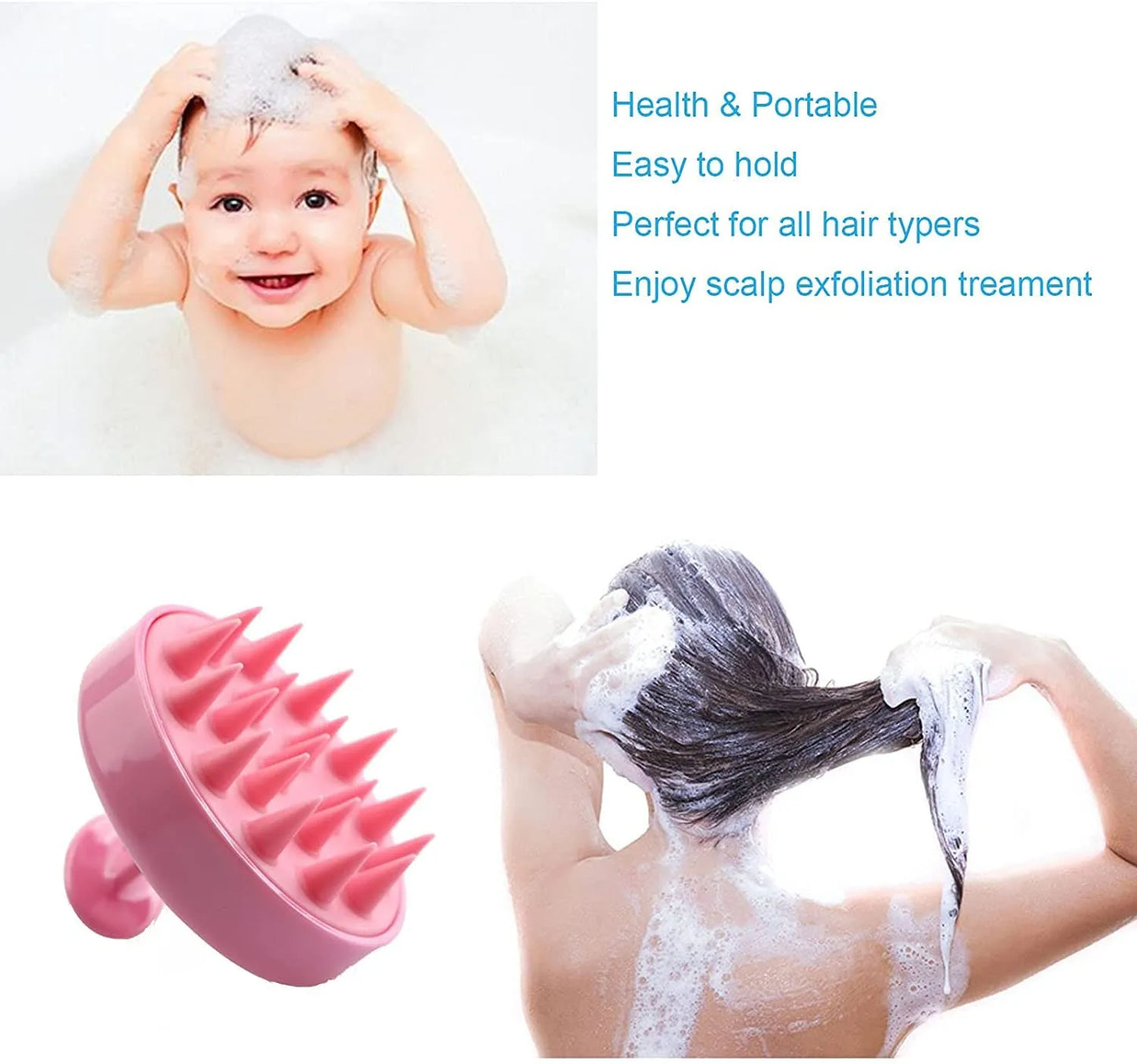Shampoo Massager Brush Scalp Hair Scrubber with Soft Silicone Bristles For All Type Of Hairs