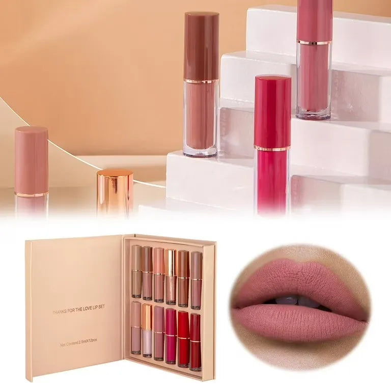 KS-ONE 12 Colors Matte Liquid Lipstick Set 2.5ml*12pcs all set in 1 box.