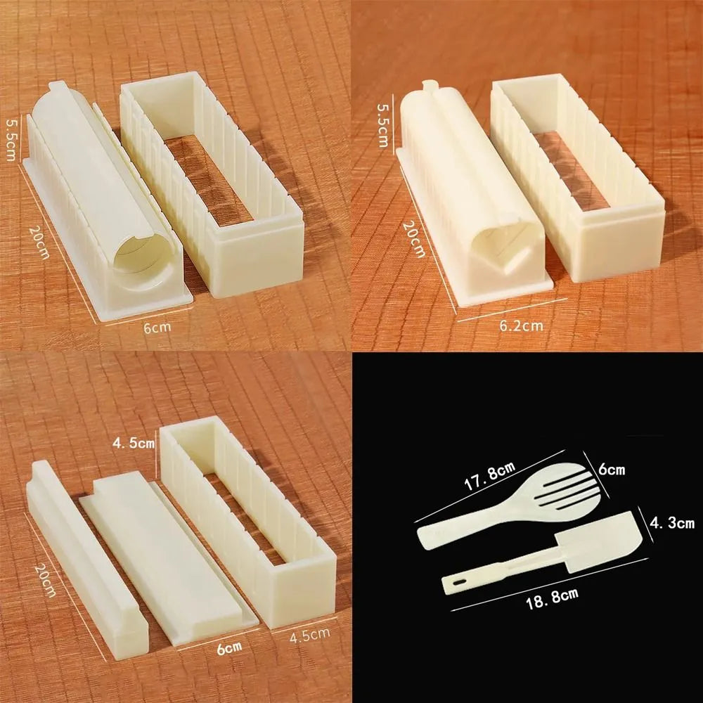 Sushi Maker Equipment Kit Plastic Kimbap Sushi Rolls Mold Round Square Heart-shaped