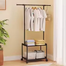 Three Layer Multifunctional Clothes Rack Floor Standing Clothes Drying Rack