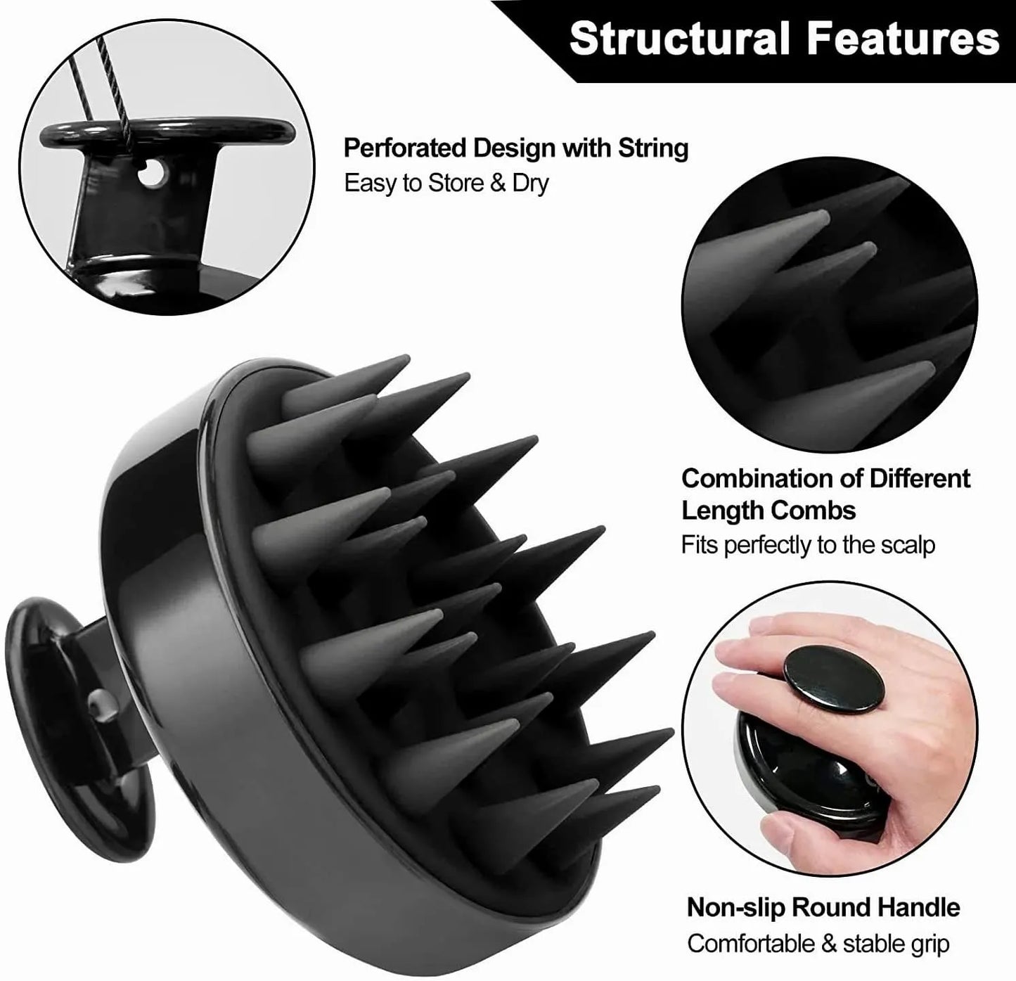 Shampoo Massager Brush Scalp Hair Scrubber with Soft Silicone Bristles For All Type Of Hairs