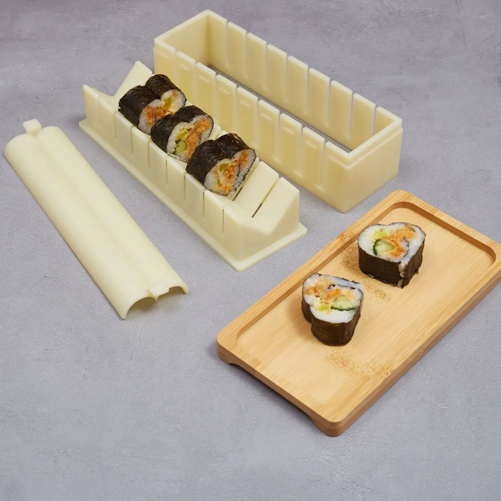 Sushi Maker Equipment Kit Plastic Kimbap Sushi Rolls Mold Round Square Heart-shaped