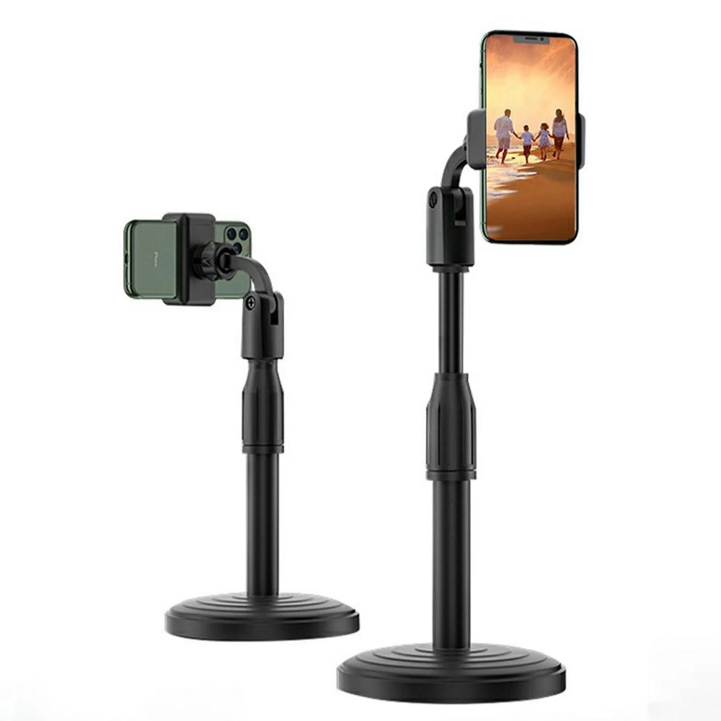 Adjustable Mobile Phone Stand with Microphone Holder for Table Desk Bed Black