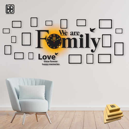 BB Bargain Bazzar Family Wall Clock 3D Style Wooden I Back Light variation Wall Clock