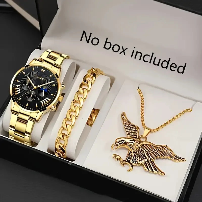 3PCS Set Fashion Men Business Calendar Watches