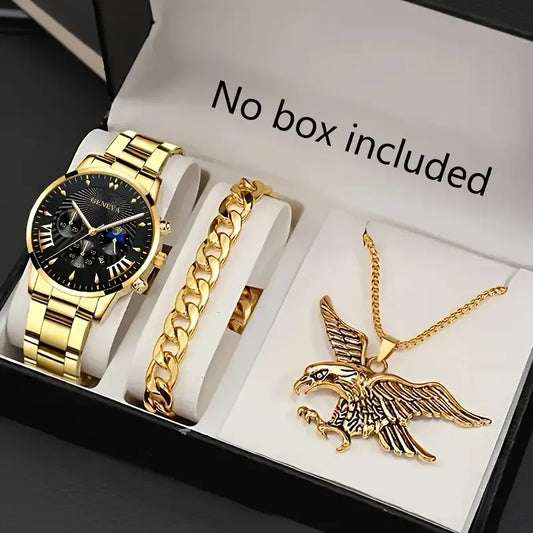 3PCS Set Fashion Men Business Calendar Watches