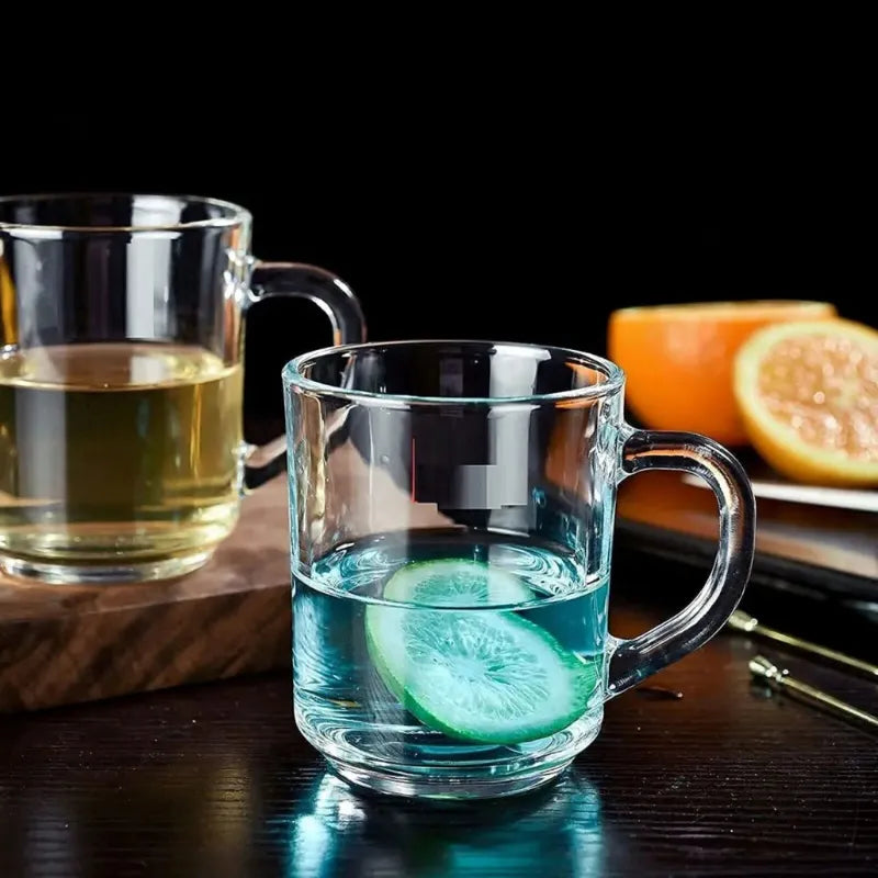 Classic Clear Glass Coffee Mug Set of 6
