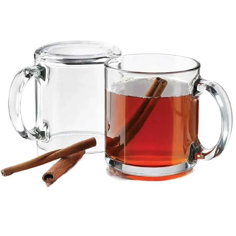 Classic Clear Glass Coffee Mug Set of 6