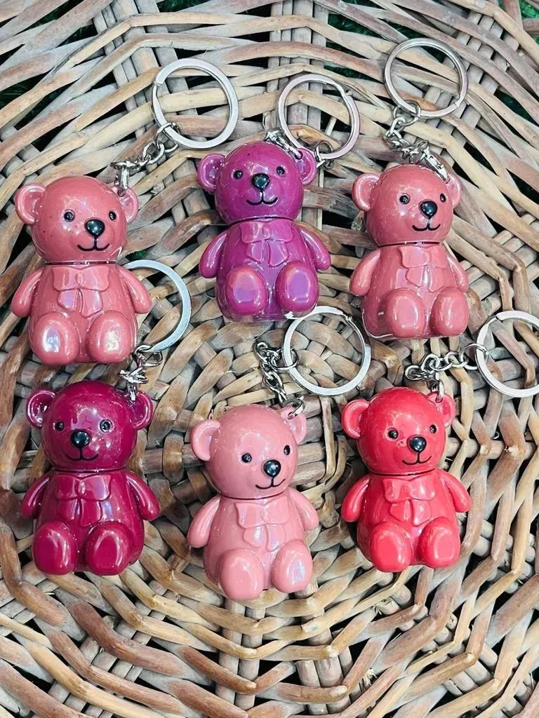 Korean Bear Style Keychain Matte 6 Lipgloss Waterproof Long Lasting Lip Gloss Cute Bear