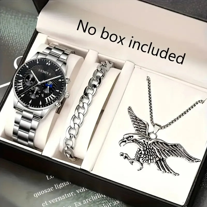 3PCS Set Fashion Men Business Calendar Watches