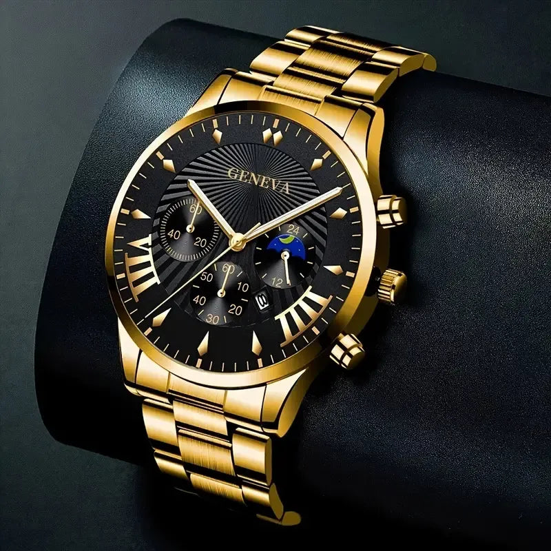 3PCS Set Fashion Men Business Calendar Watches