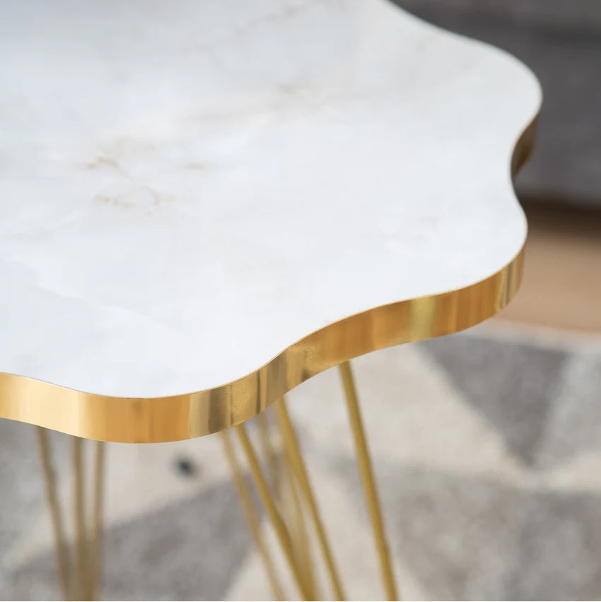 Mdf Wood Daisy Nesting Table With Metal Stand Set of 3 Round table Table Decoration