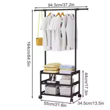 Three Layer Multifunctional Clothes Rack Floor Standing Clothes Drying Rack