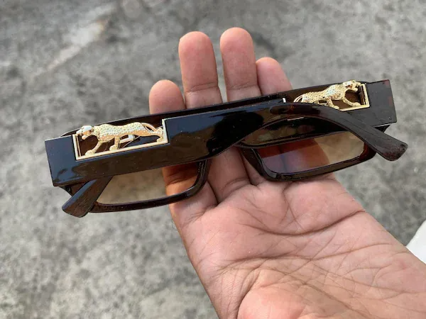 Eldorado Jaguaar Decorated Arms Rectangle Sunglasses for Men