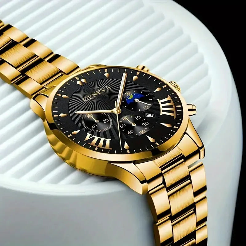 3PCS Set Fashion Men Business Calendar Watches