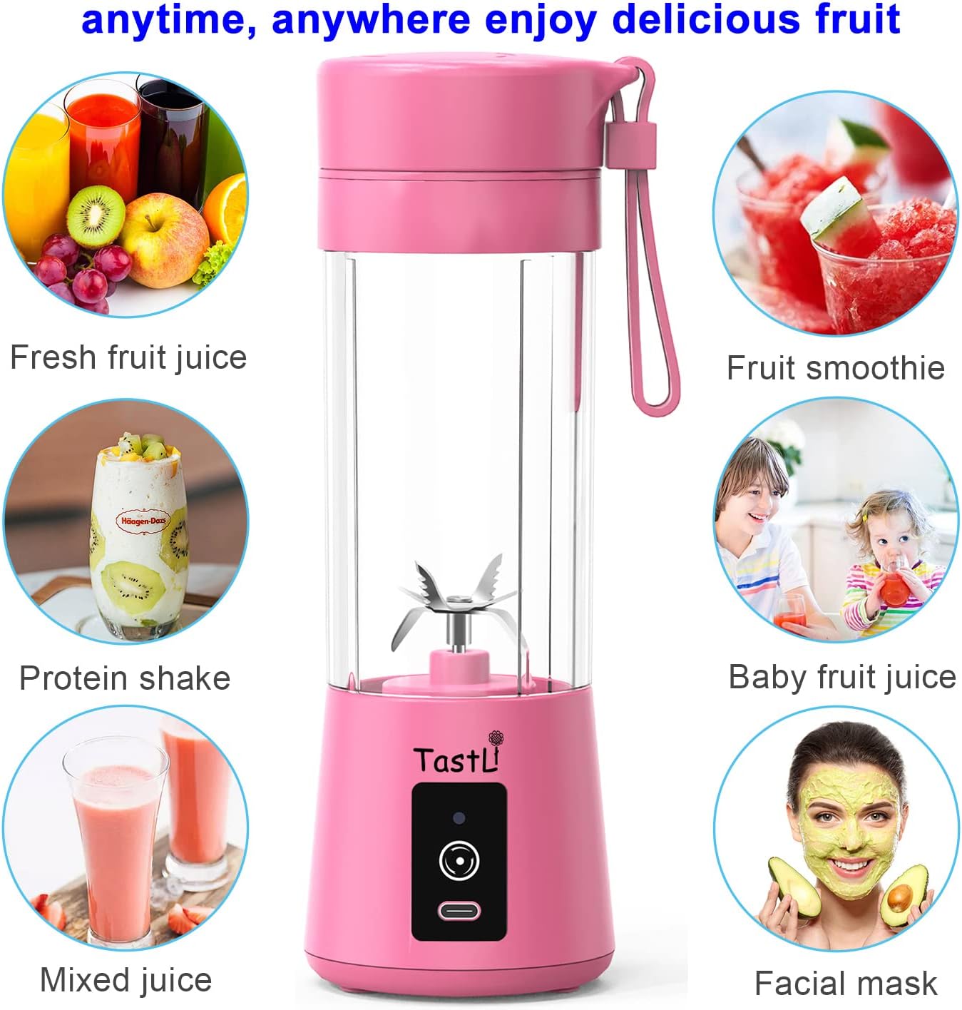 USB Rechargeable Juicer Blender 6 Blades Electric Blender