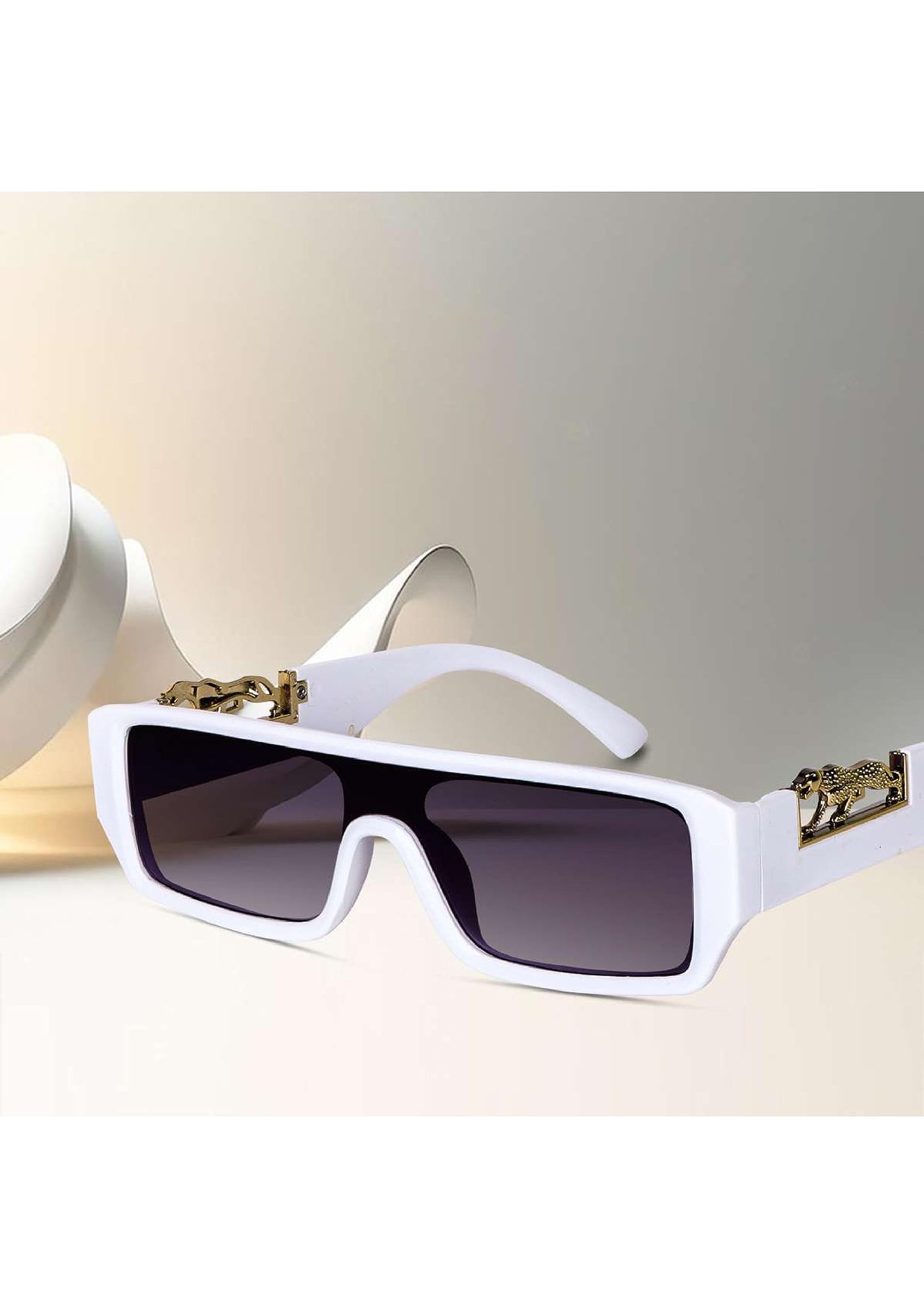 Eldorado Jaguaar Decorated Arms Rectangle Sunglasses for Men