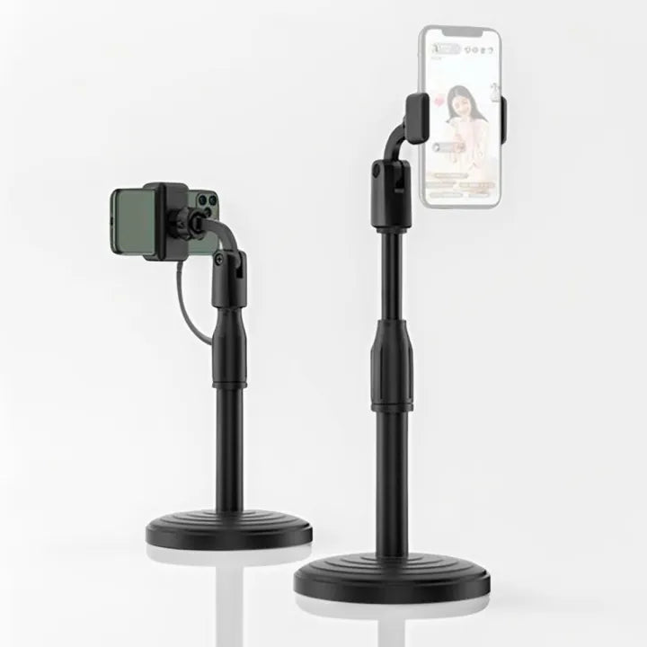 Adjustable Mobile Phone Stand with Microphone Holder for Table Desk Bed Black