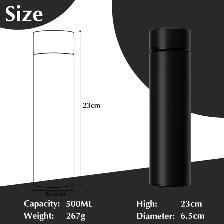 Customize With Your Name LED Temperature Water Bottle 500ml | Laser Printed Name | Digital Display Stainless Steel Vacuum Flask