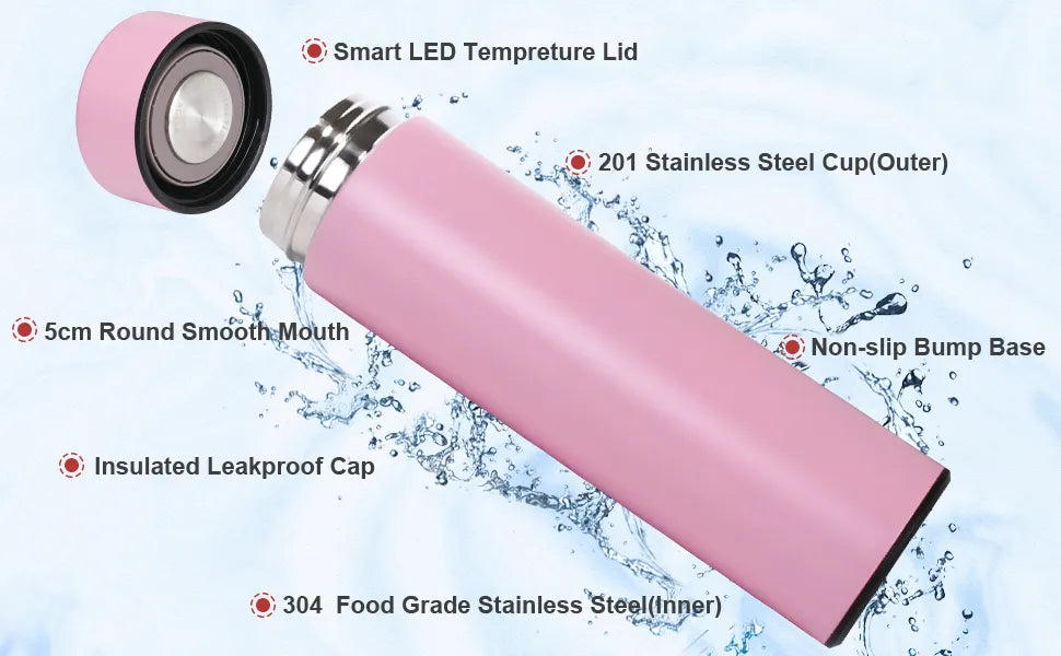 Customize With Your Name LED Temperature Water Bottle 500ml | Laser Printed Name | Digital Display Stainless Steel Vacuum Flask
